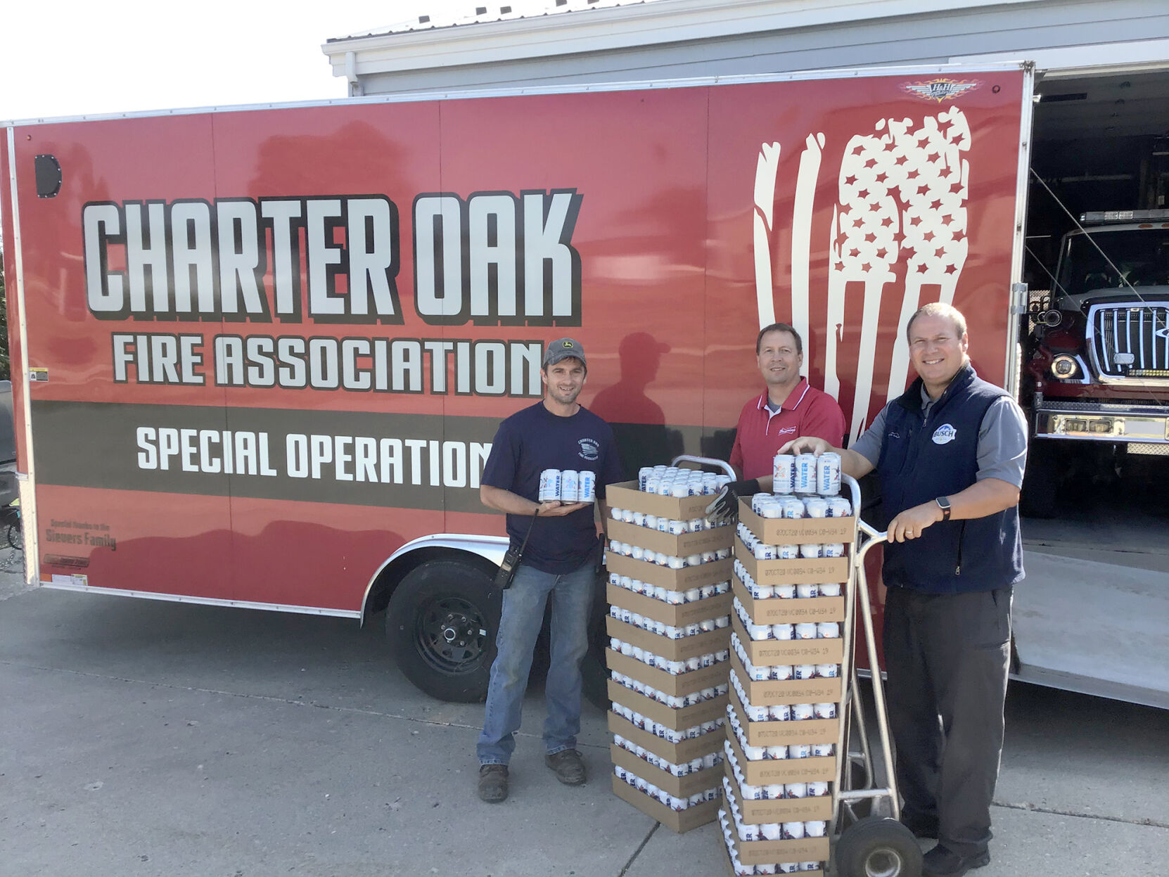 Auen Distributing delivers water donated by Anheuser-Busch